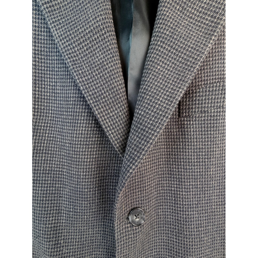 Joseph Abboud Vintage Silk Linen Wool Blazer 41 Reg Grey Houndstooth Sport Coat - Picture 2 of 10